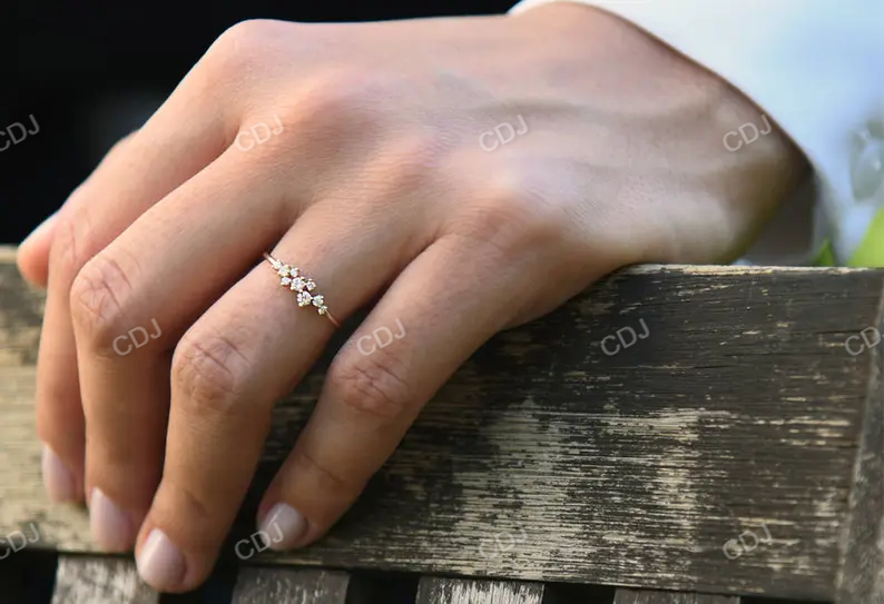 Dainty Cluster Diamond Stackable Wedding Band  customdiamjewel   