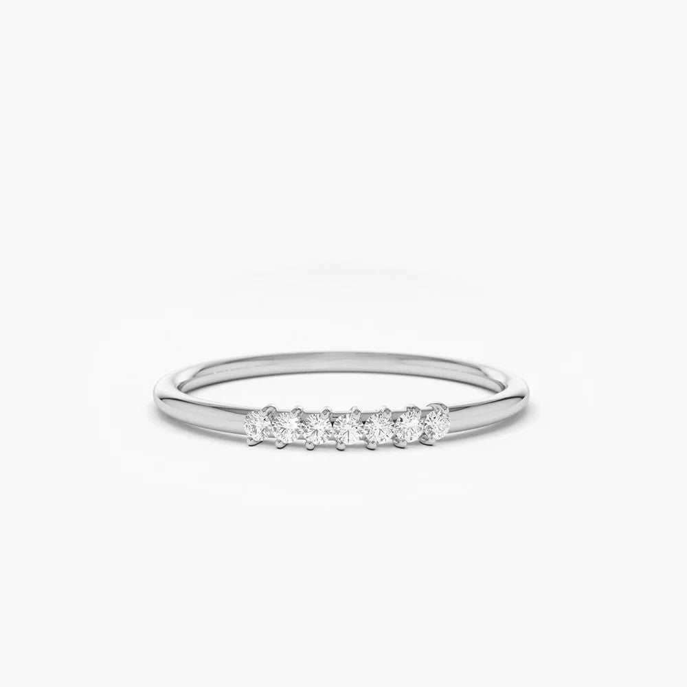 0.10CTW Round Cut Diamond Wedding Band  customdiamjewel 10KT White Gold VVS-EF