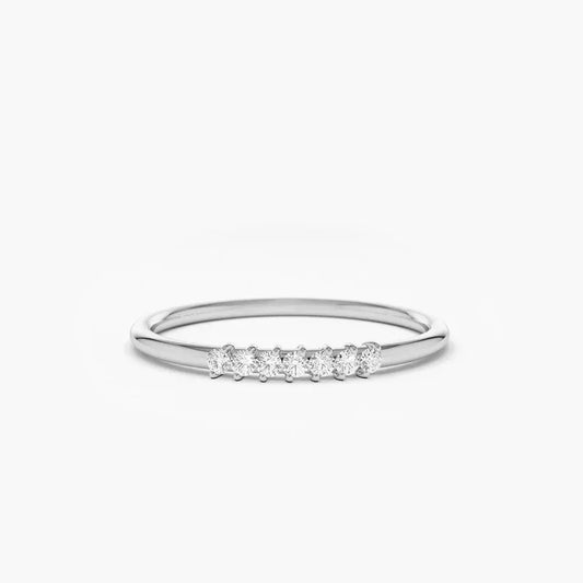 0.10CTW Round Cut Diamond Wedding Band  customdiamjewel 10KT White Gold VVS-EF