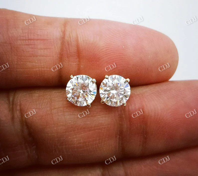 Moissanite Stud Round Diamond Earrings  customdiamjewel   