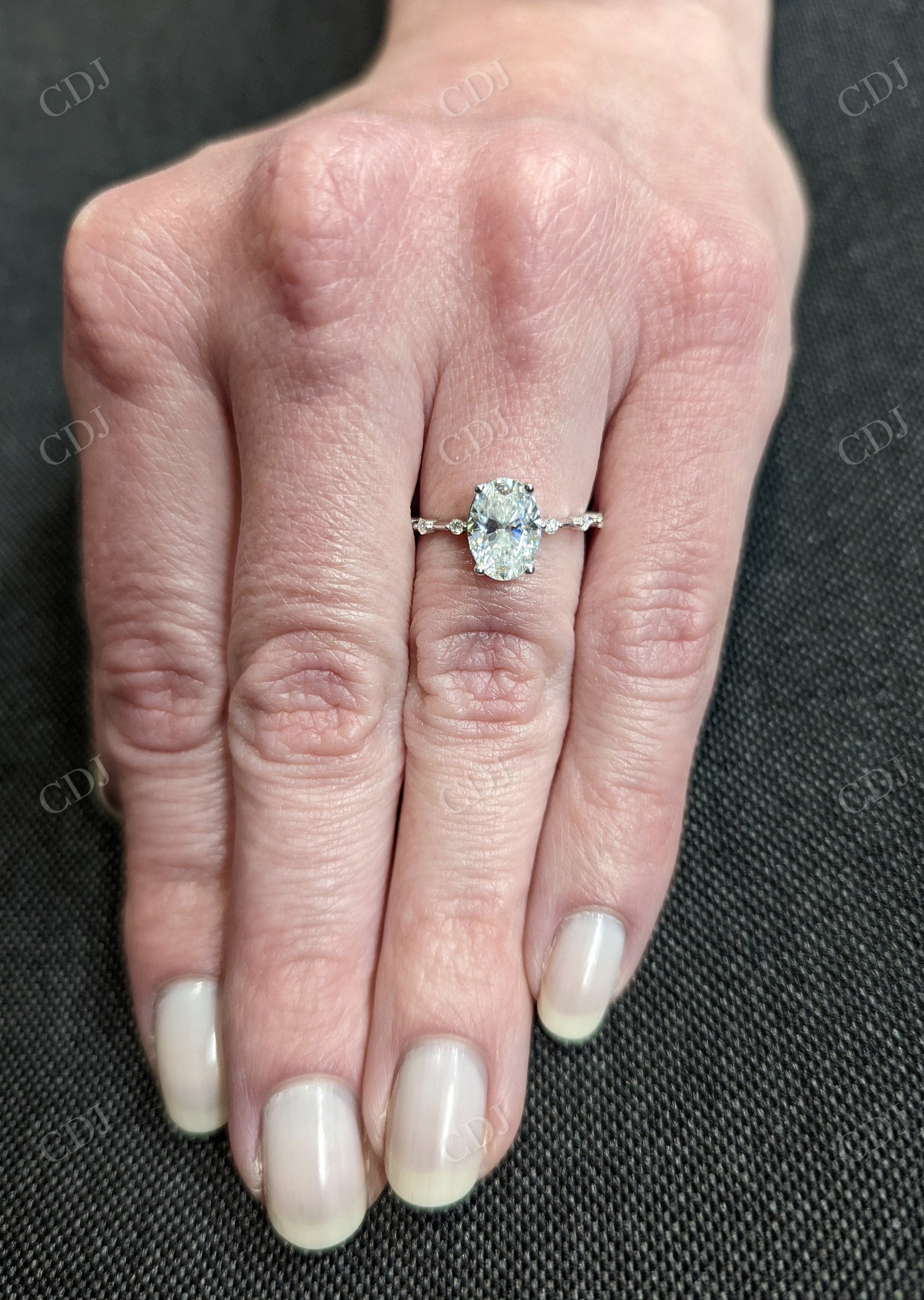 Oval Cut Moissanite White Gold Unique Eternity Engagement Ring  customdiamjewel   