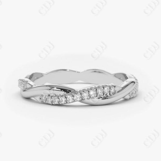 0.27CTW Lab Grown Diamond Twisted Eternity Wedding Band  customdiamjewel Sterling Silver White Gold VVS-EF