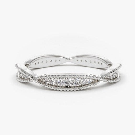 0.35CTW Natural diamond Micro Pave Twisted Eternity Wedding Band  customdiamjewel 10 KT Solid Gold White Gold VVS-EF