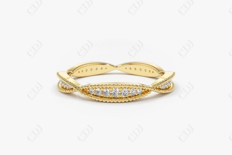 0.35CTW Lab Grown Milgrain Set Diamond Eternity Wedding Band  customdiamjewel Sterling Silver Yellow Gold VVS-EF