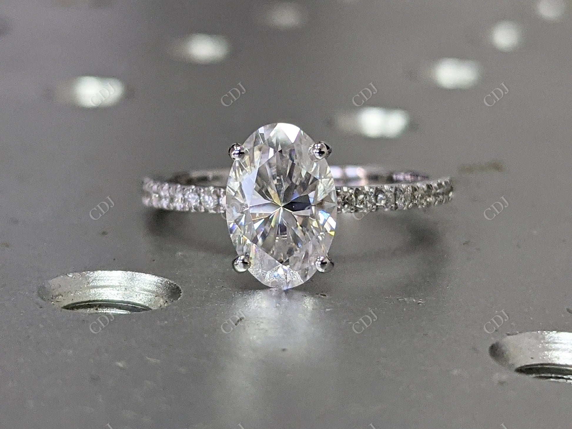 1.65CTW Oval Cut Moissanite Engagement Ring  customdiamjewel   