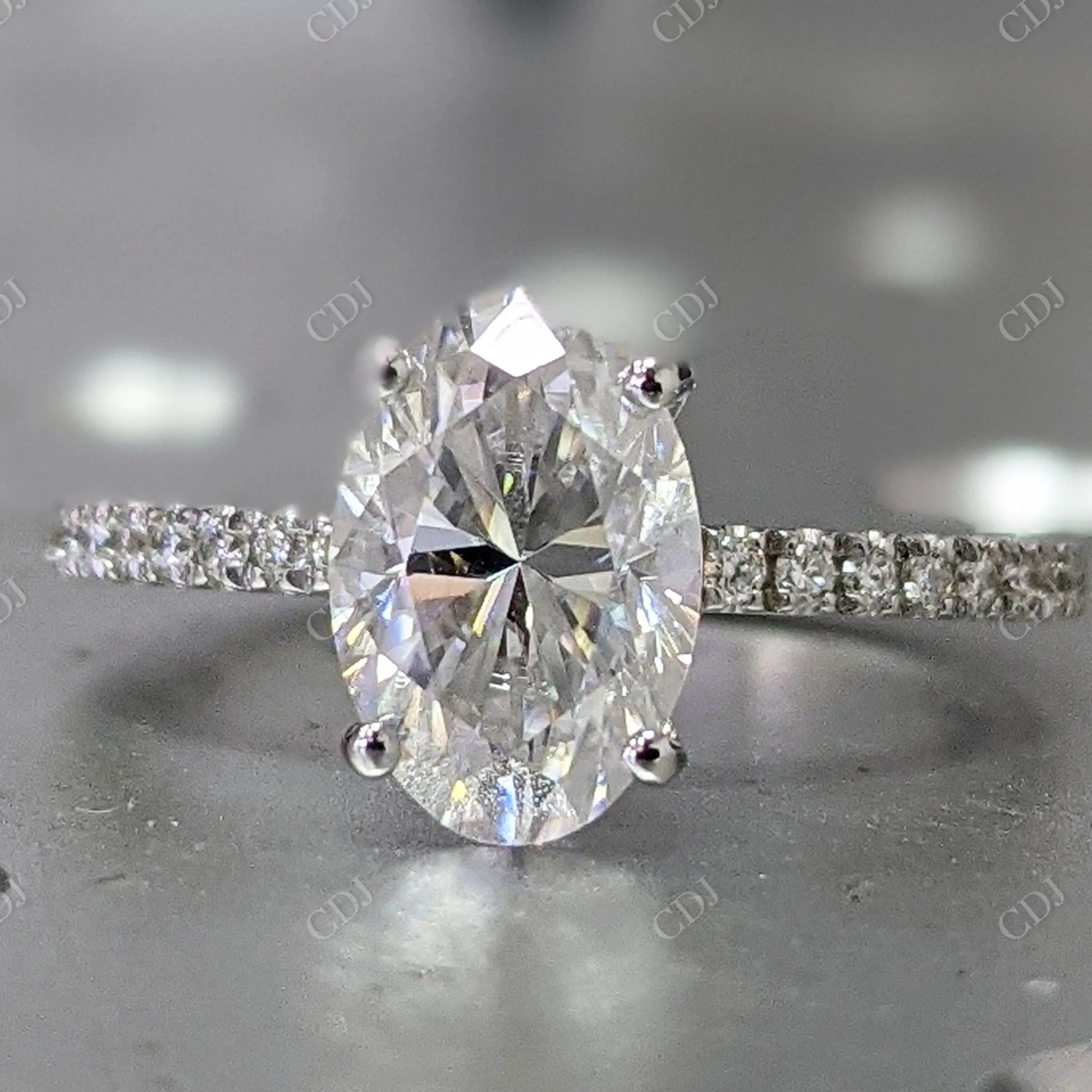 1.65CTW Oval Cut Moissanite Engagement Ring  customdiamjewel 10KT White Gold VVS-EF