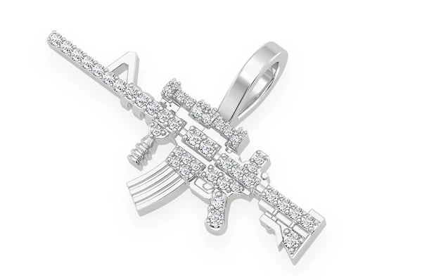 0.25CTW M16 Gun Diamond Pendant  customdiamjewel   