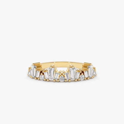 0.59CTW Baguette Cut Natural Diamond Nesting Wedding Band  customdiamjewel 10 KT Solid Gold Yellow Gold VVS-EF