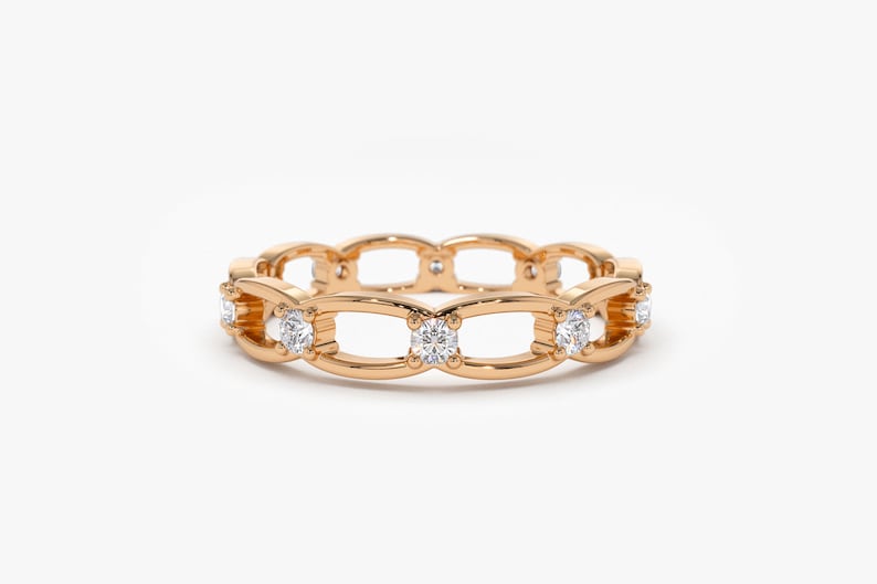 0.38CTW Natural Diamond Connected Full Eternity Wedding Band  customdiamjewel 10 KT Solid Gold Rose Gold VVS-EF