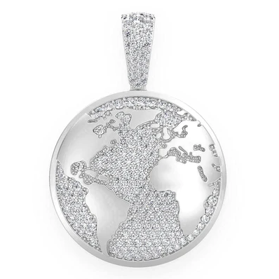 1.33CTW Globe World Diamond Pendant  customdiamjewel   