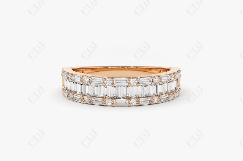 0.85CTW Lab Grown Baguette Diamond Wedding Band  customdiamjewel Sterling Silver Rose Gold VVS-EF