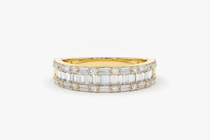 0.85CTW Baguette Cut Natural Diamond Half Eternity Wedding Band  customdiamjewel 10 KT Solid Gold Yellow Gold VVS-EF