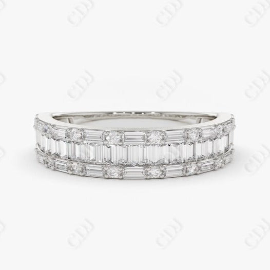 0.85CTW Lab Grown Baguette Diamond Wedding Band  customdiamjewel Sterling Silver White Gold VVS-EF