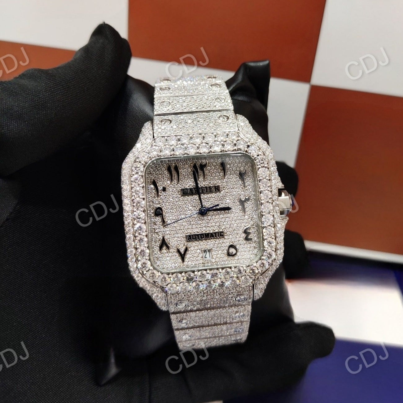 Stainless Steel Diamond Swiss Cartier Watch  customdiamjewel   