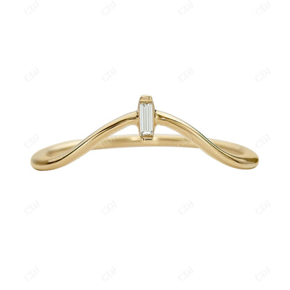 Baguette Lab Grown Diamond Curved Wedding Band  customdiamjewel 10KT Yellow Gold VVS-EF