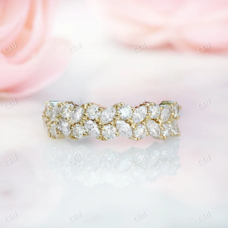 Marquise Round Lab Grown Cluster Diamond Wedding Band  customdiamjewel   