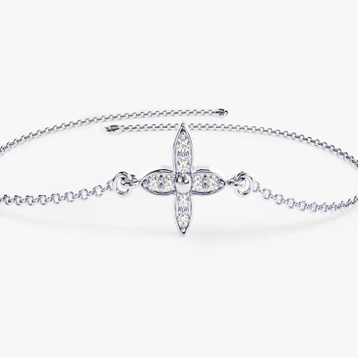 Dainty Diamond Bracelet  customdiamjewel 10 KT Solid Gold White Gold VVS-EF