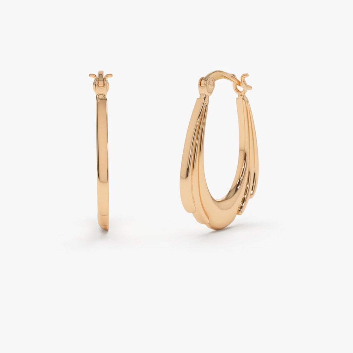 Layered Gold Hoop Natural Diamond Earrings  customdiamjewel 10 KT Solid Gold Rose Gold VVS-EF