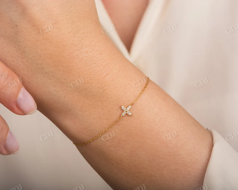 14k Solid Gold Dainty Moissanite Bracelet for Women  customdiamjewel   