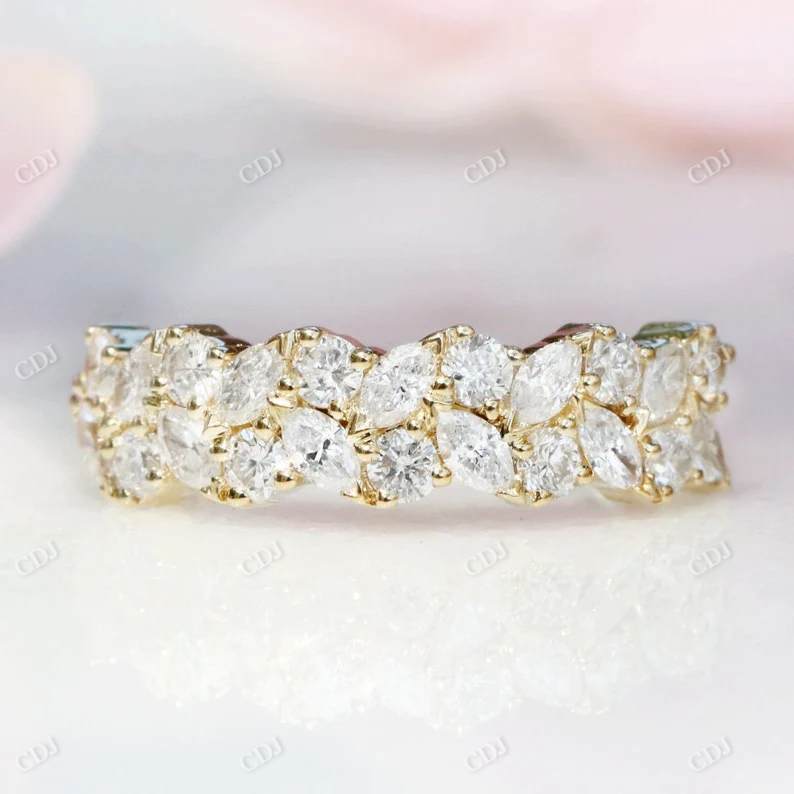 Marquise Round Lab Grown Cluster Diamond Wedding Band  customdiamjewel 10KT Yellow Gold VVS-EF