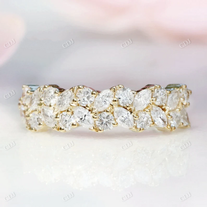 Marquise Round Lab Grown Cluster Diamond Wedding Band  customdiamjewel 10KT Yellow Gold VVS-EF