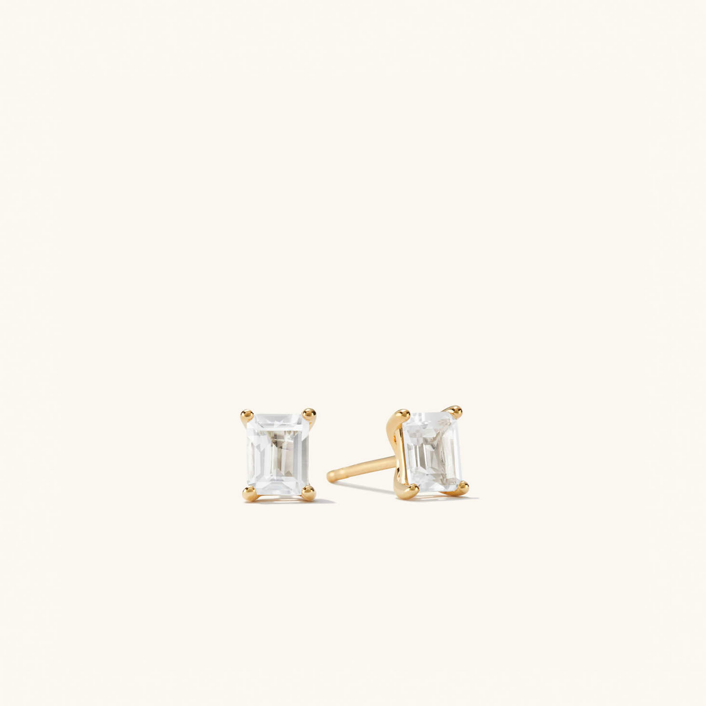 Emerald Cut Moissanite 18K Gold Topaz Stud Earrings  customdiamjewel Sterling Silver Yellow Gold VVS-EF