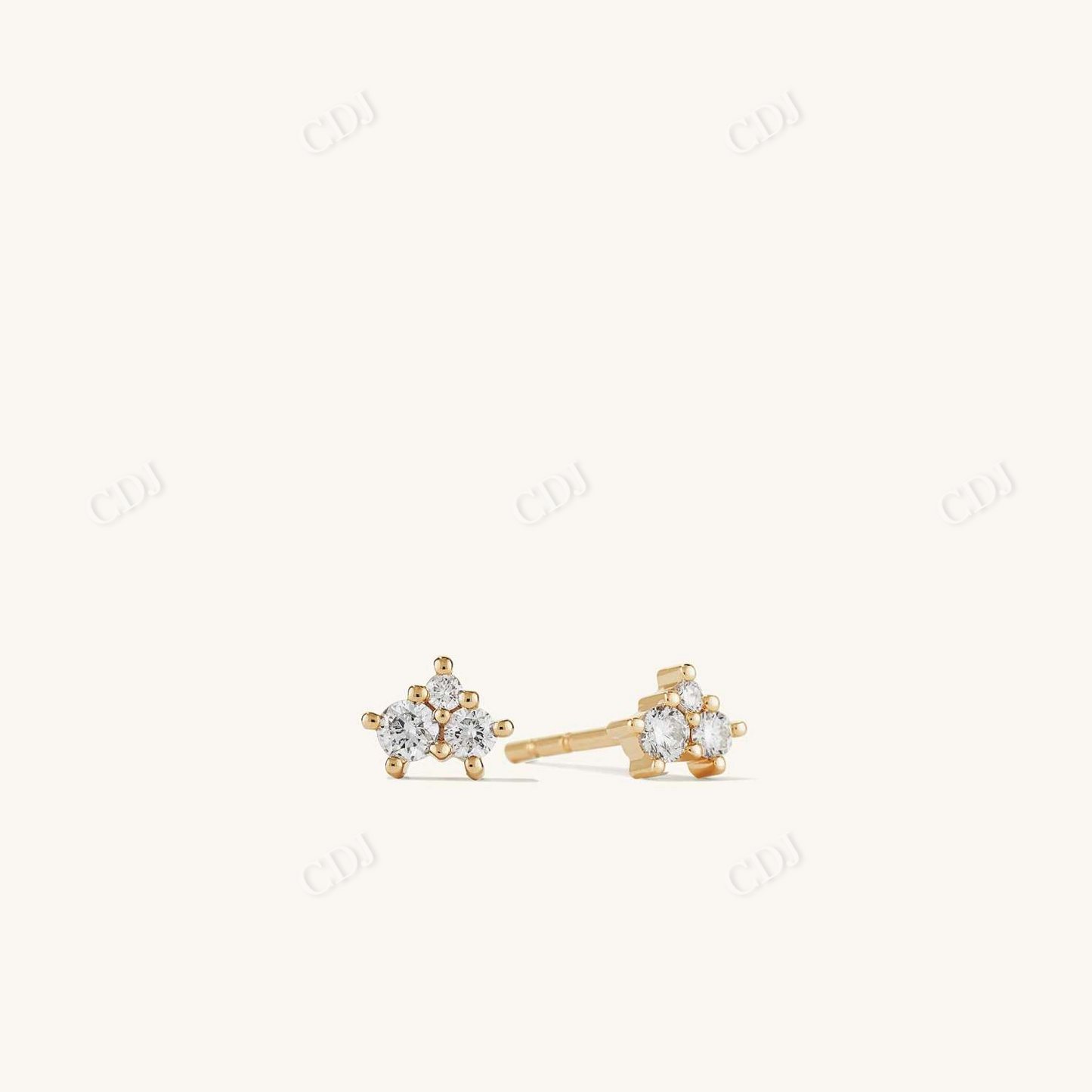 0.063CTW Lab Grown Round Diamond Stud Earrings  customdiamjewel Sterling Silver Yellow Gold VVS-EF