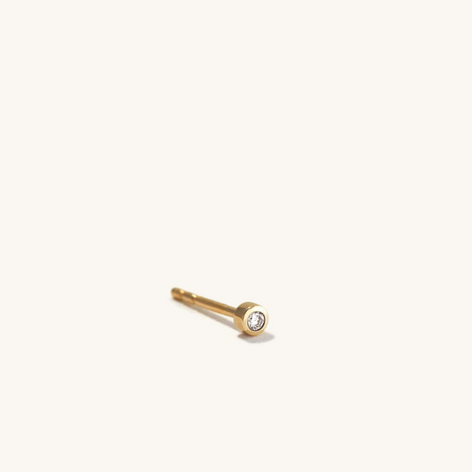 Single Tiny Round Shape Natural Diamond 14K Gold Stud Earrings  customdiamjewel 10 KT Solid Gold Yellow Gold VVS-EF