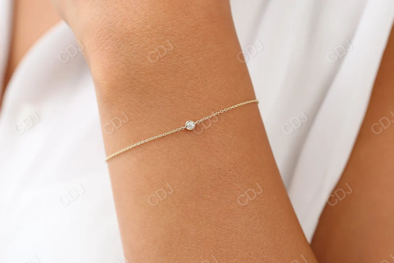 14k Gold Bezel Setting Natural Diamond Bracelet for Women  customdiamjewel   