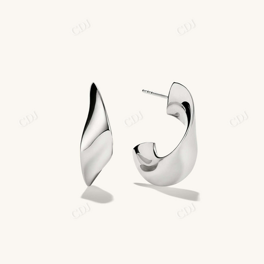 Trendy Sterling Silver Wave Hoop Earrings  customdiamjewel 10 KT Solid Gold White Gold 