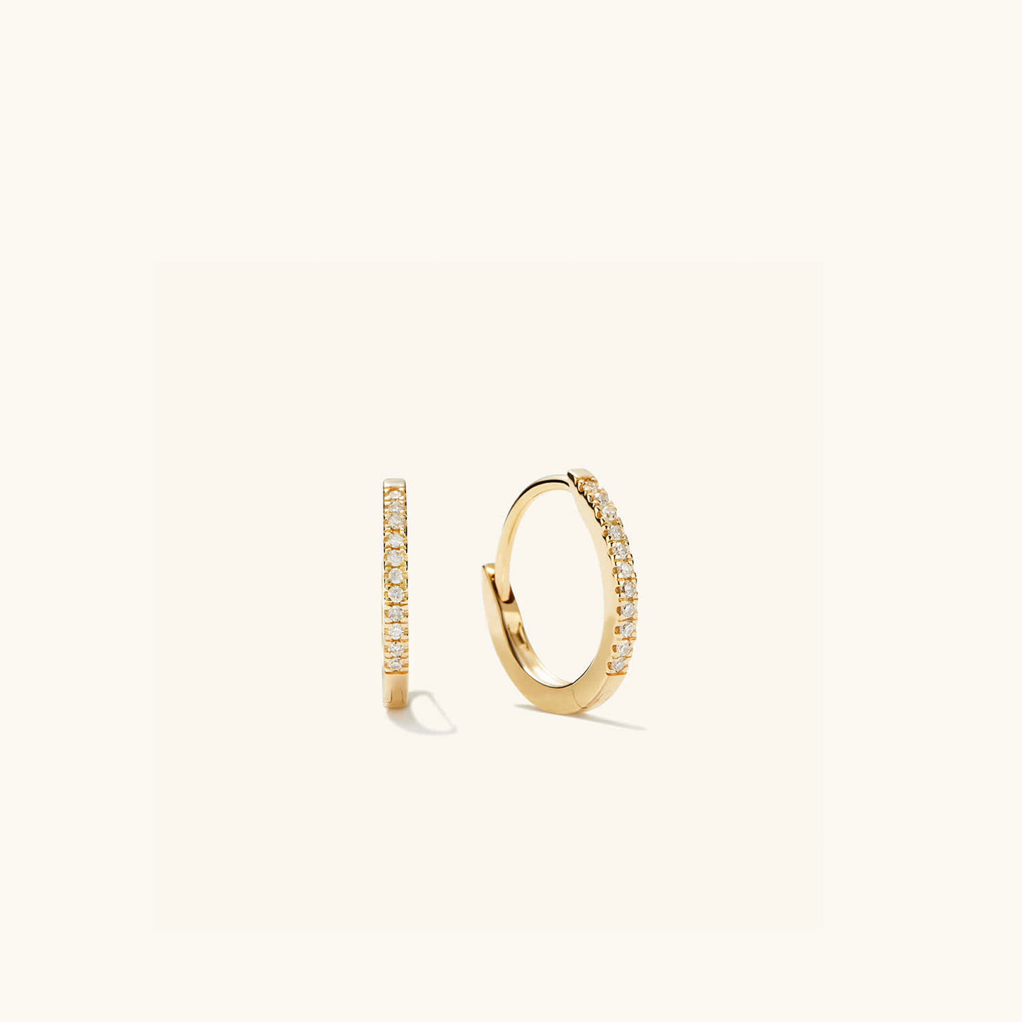 Round Natural Diamond 14K Gold Pave Huggie Hoop Earrings  customdiamjewel 10 KT Solid Gold Yellow Gold VVS-EF