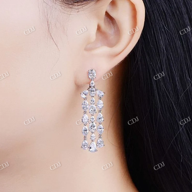 Stunning Moissanite Diamond Statement Drop Earrings 18K Gold Earrings  customdiamjewel   