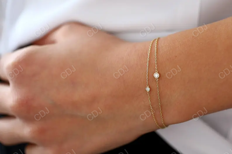 14k Gold Bezel Set Natural Diamond Bracelet for Women  customdiamjewel   