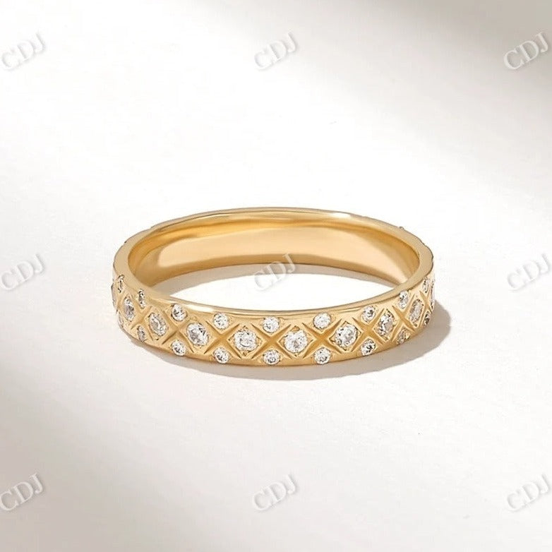 0.40CTW Criss Cross Round Cut Lab Grown Diamond Wedding Band  customdiamjewel 10KT Yellow Gold VVS-EF