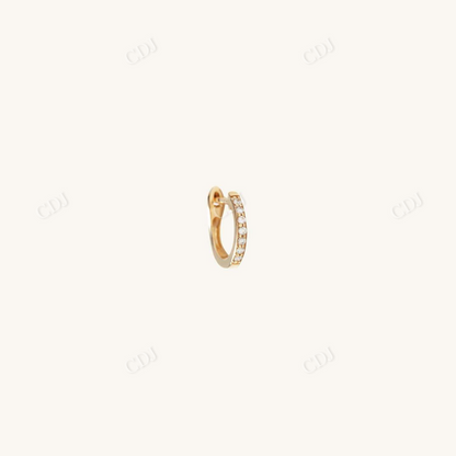 0.055CTW Single Lab Grown Diamond Hoop Earrings  customdiamjewel Sterling Silver Yellow Gold VVS-EF