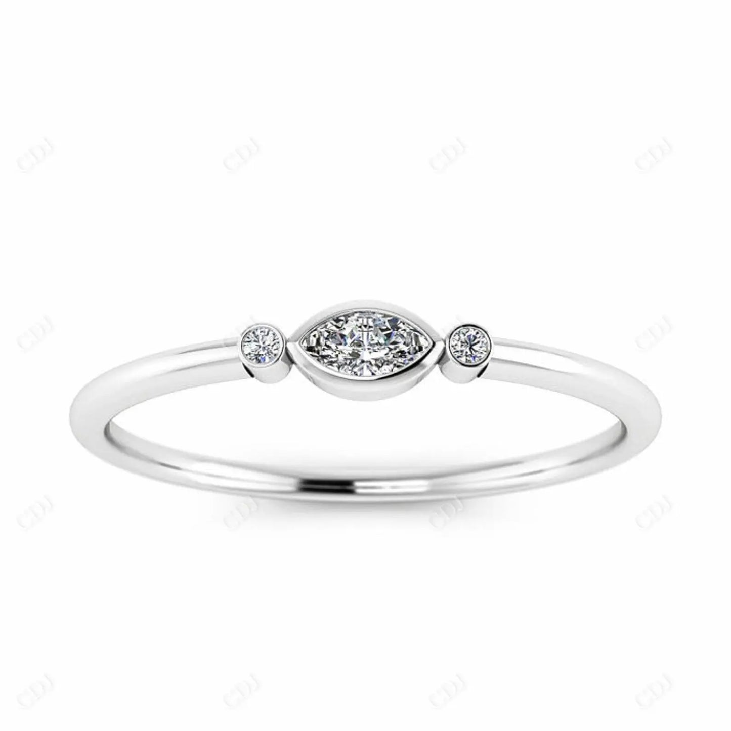 0.10 CTW Marquise Lab Grown Diamond Three Stone Ring  customdiamjewel 10KT White Gold VVS-EF