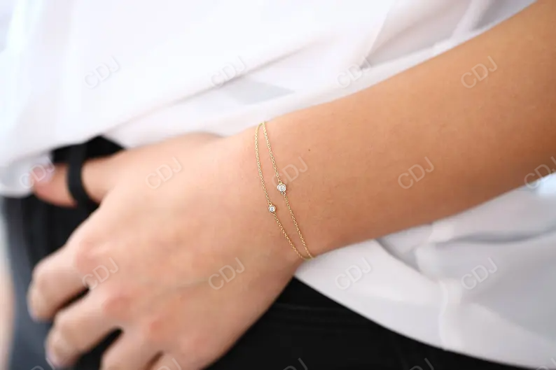 14k Gold Bezel Setting Natural Diamond Bracelet for Women  customdiamjewel   