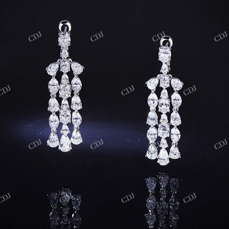 Stunning Moissanite Diamond Statement Drop Earrings 18K Gold Earrings  customdiamjewel   