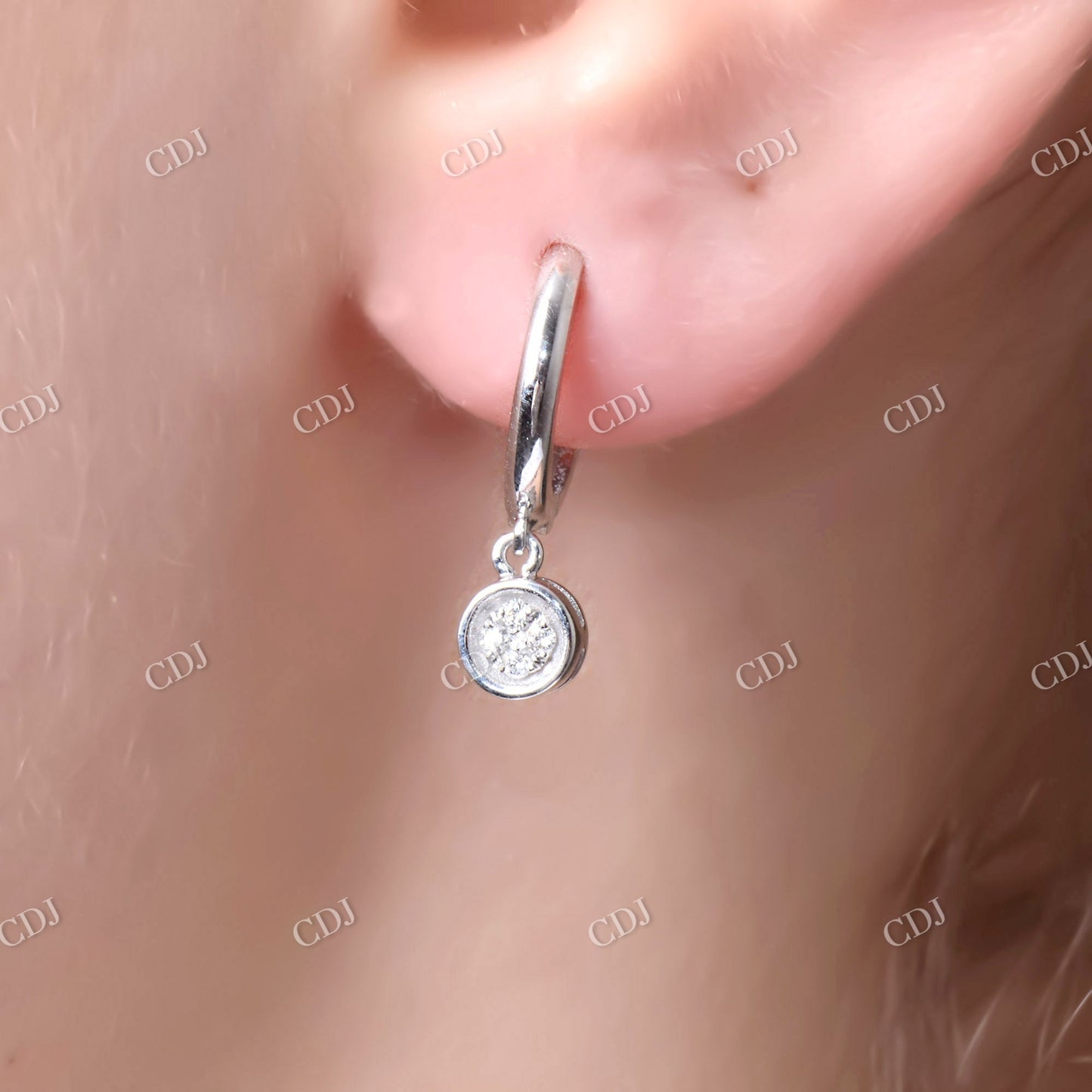 0.08 CTW Moissanite Hoop Earring  customdiamjewel   