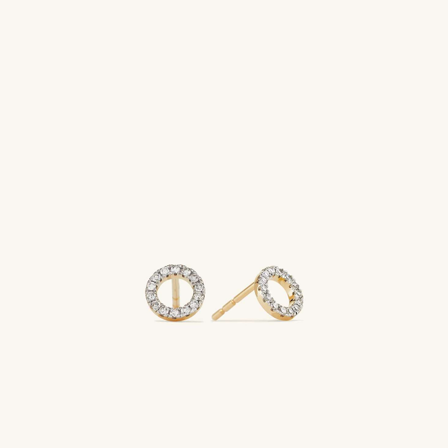 Round Cut Natural Diamond 14K Solid Gold Halo Stud Earrings  customdiamjewel 10 KT Solid Gold Yellow Gold VVS-EF