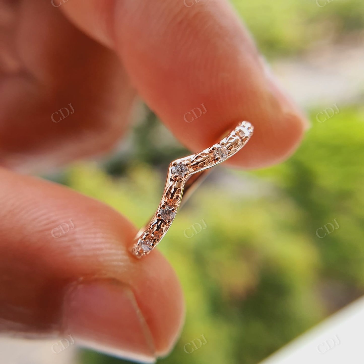 Round Cut Colorless Moissanite Curved Wedding Band  customdiamjewel   