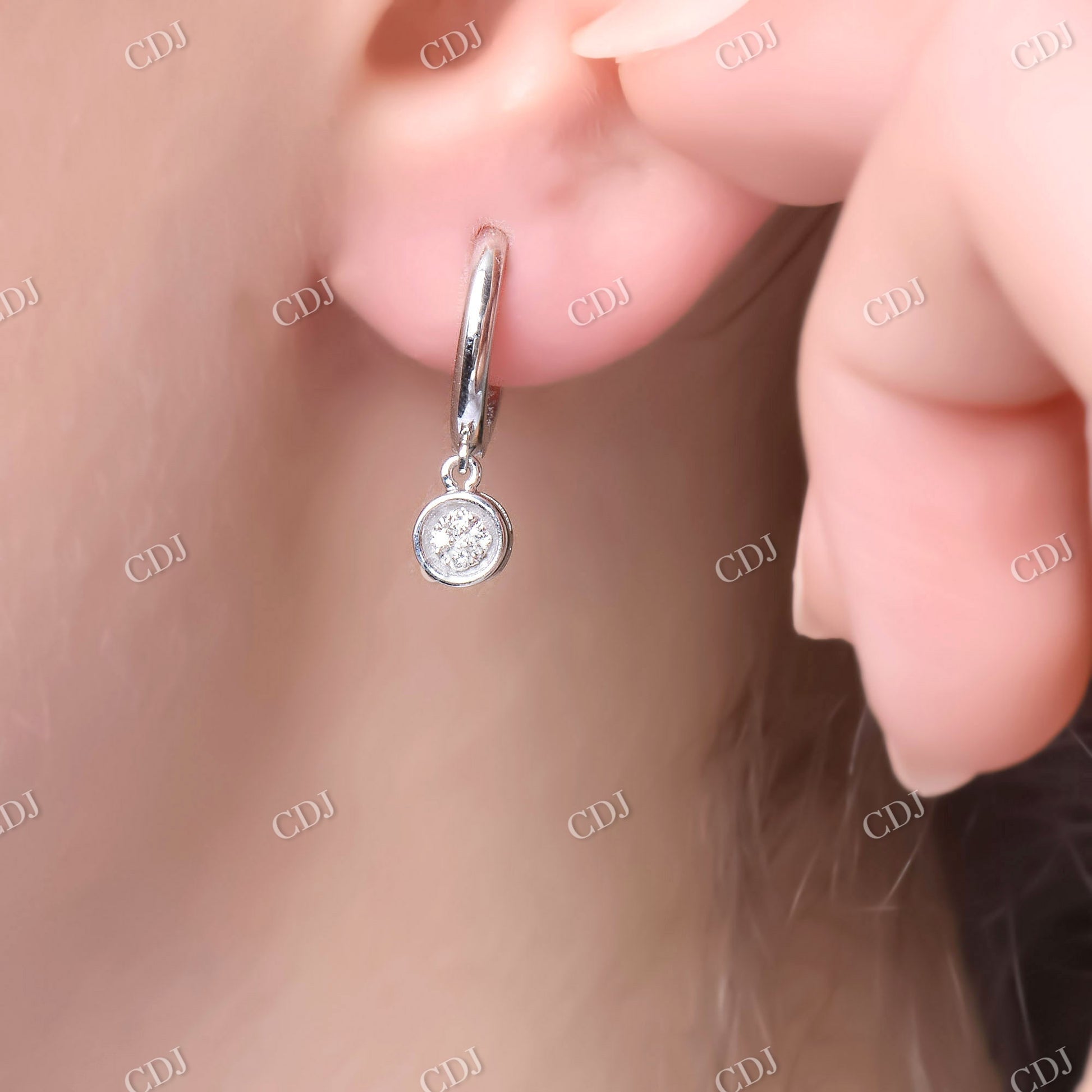 0.08 CTW Moissanite Hoop Earring  customdiamjewel   