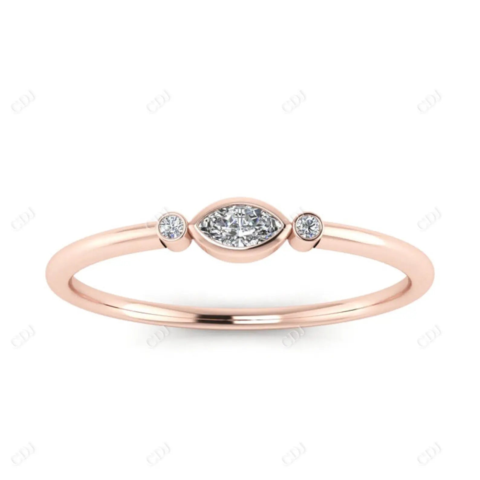 0.10 CTW Marquise Lab Grown Diamond Three Stone Ring  customdiamjewel 10KT Rose Gold VVS-EF