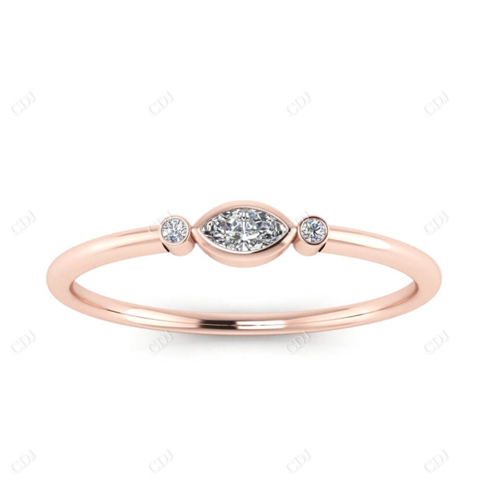 0.1CTW Round and Marquise Cut Diamond Ring  customdiamjewel 10KT Rose Gold VVS-EF