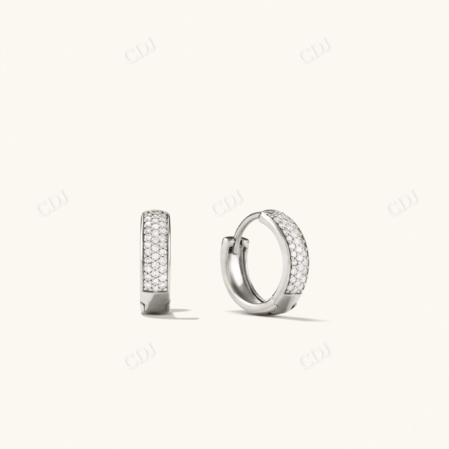 0.178CTW Lab Grown Pave Diamond Bold Hoops  customdiamjewel Sterling Silver White Gold VVS-EF