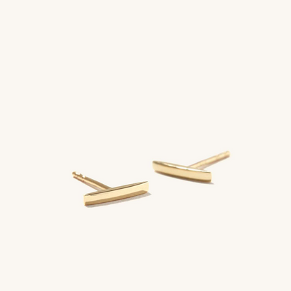 Simple Plain Bar 10K Solid Yellow Gold Studs Earring  customdiamjewel 10 KT Solid Gold Yellow Gold VVS-EF