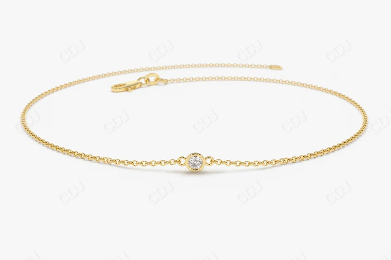 14k Gold Bezel Set Natural Diamond Bracelet for Women  customdiamjewel 10 KT Solid Gold Yellow Gold VVS-EF