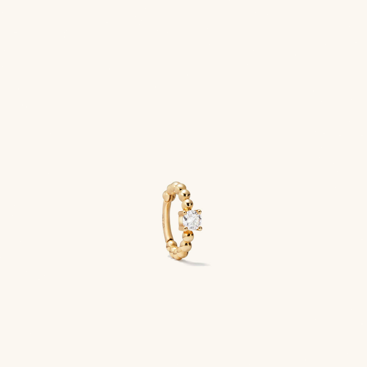 Unique Natural Diamond 18K Gold Beaded Mini Hoop Earrings  customdiamjewel 10 KT Solid Gold Yellow Gold VVS-EF