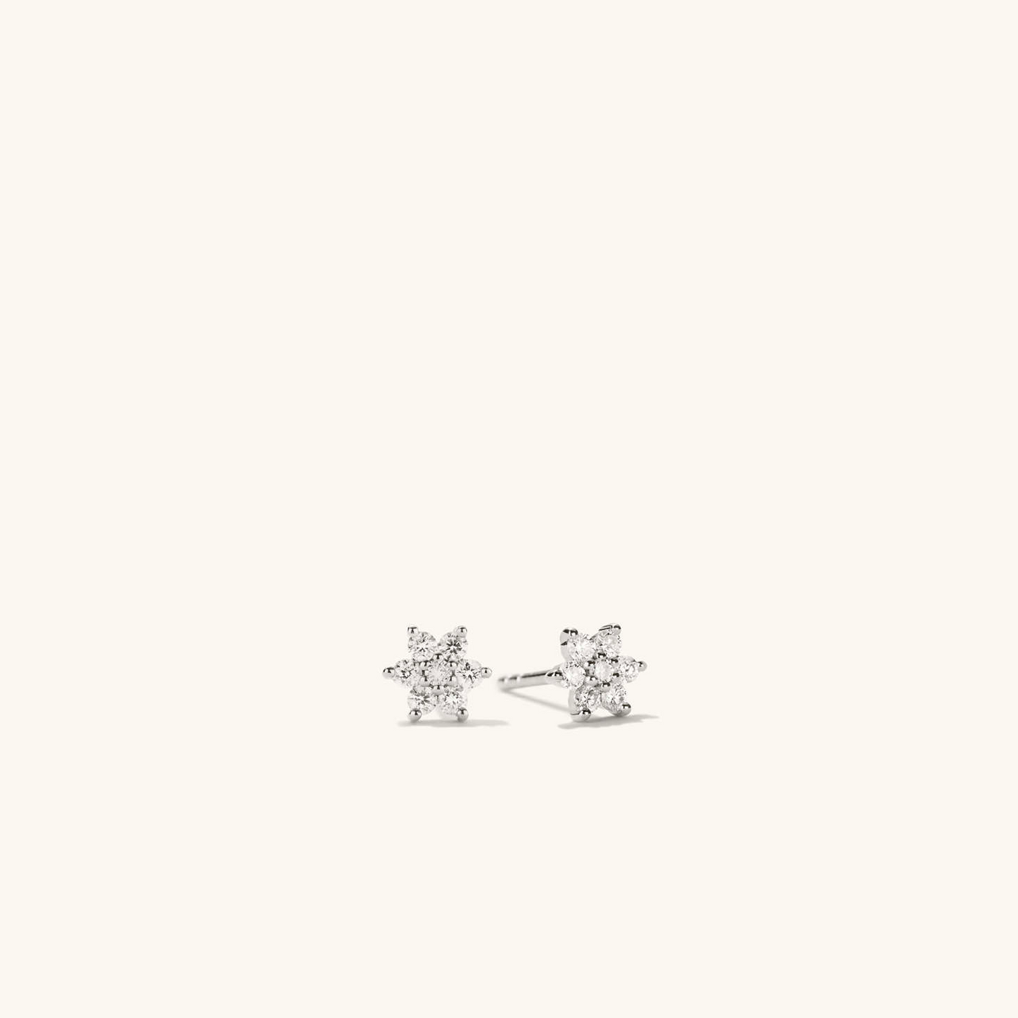 Natural Diamond Flower Shape 14K White Gold Stud Earring  customdiamjewel 10 KT Solid Gold White Gold VVS-EF