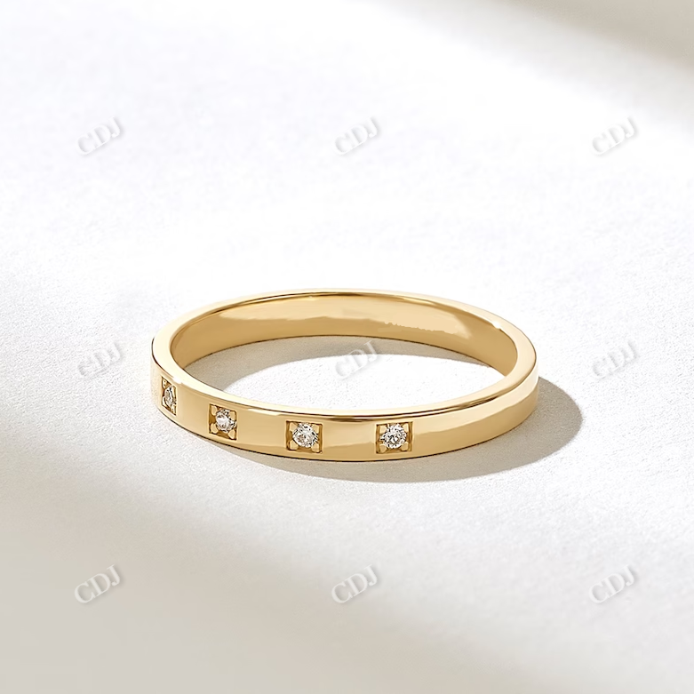 0.05CTW Antique 5 Stone Natural Wedding Band  customdiamjewel 10KT Yellow Gold VVS-EF